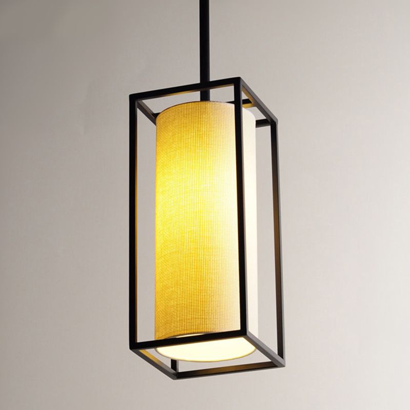 Cilinder eetkamer hanglampverlichting stof moderne suspensie hanger licht in beige