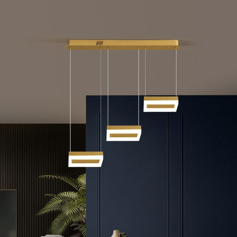 Contemporary Geometric LED Multi Ceiling Lamp Metallic 3 Bulbs Dining Room Suspension Light Fixture