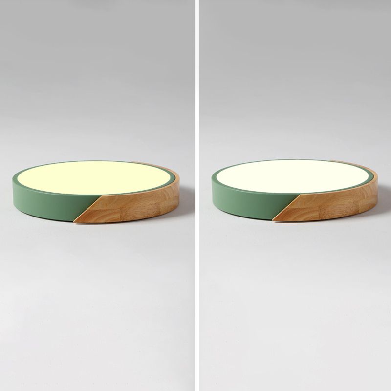 Luminaria de techo interior minimalista, luces de montaje empotrado en techo de metal y madera planas de macarrón