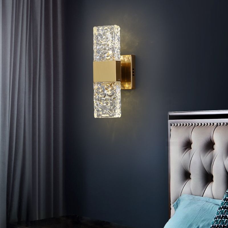 Square Shape Meatl Vanity Sconce Light Modern Style 2-Lights Vanity Mirror Lights in Gold