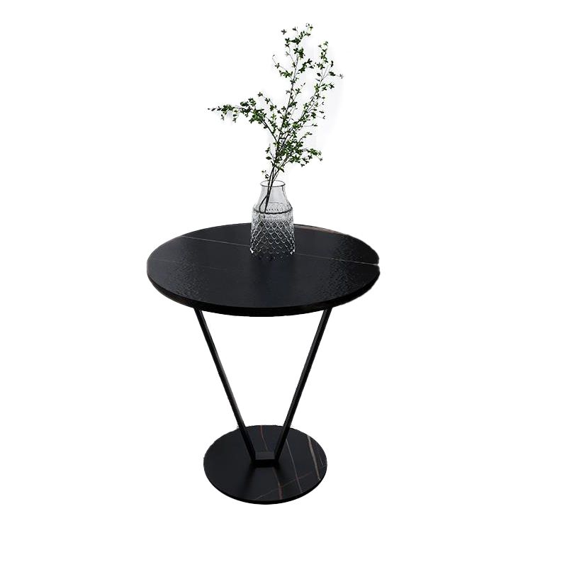 23.6" Tall Modernistic Round Side End Table Metal X-base End Table