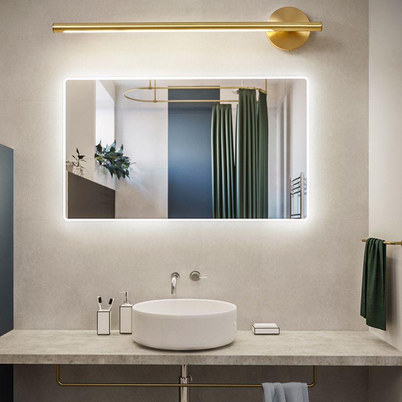 Modern Minimalist Style Linear Flush Mount Wall Sconce Copper Wall Mounted Vanity Lights in Gold Finish