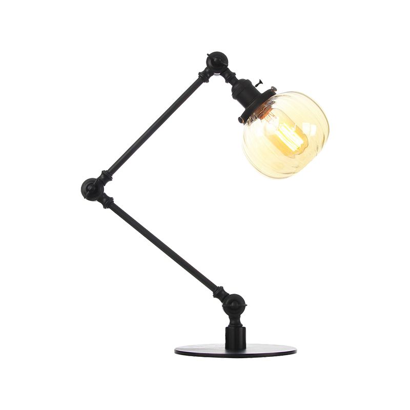 Éclairage de table globale en verre ambre / transparent vintage élégant 1 lampe de table finale noire / bronze claire pour chambre à coucher
