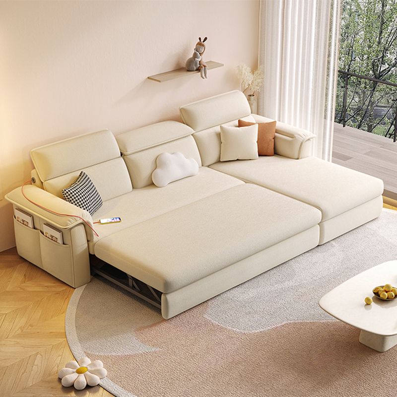 Scandinavian Fabric Sofa Bed Cushion Back Flared Arms with Storage Sleeper Sofa