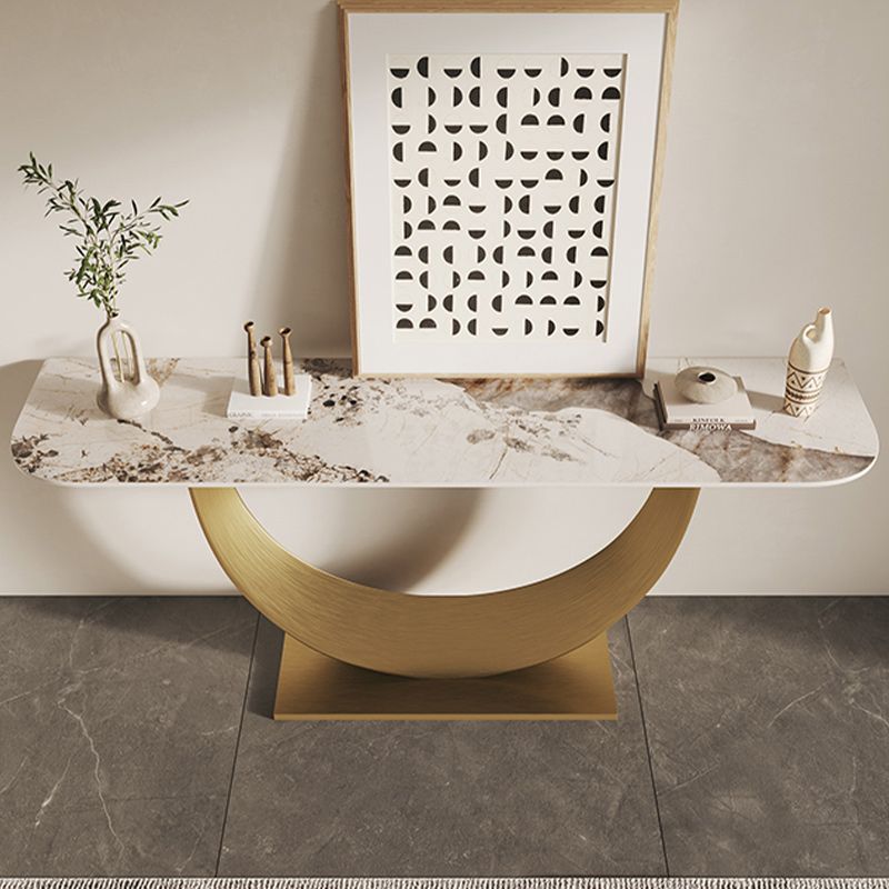 Glam Console Table Antique Finish Sofa Console Table in Stone