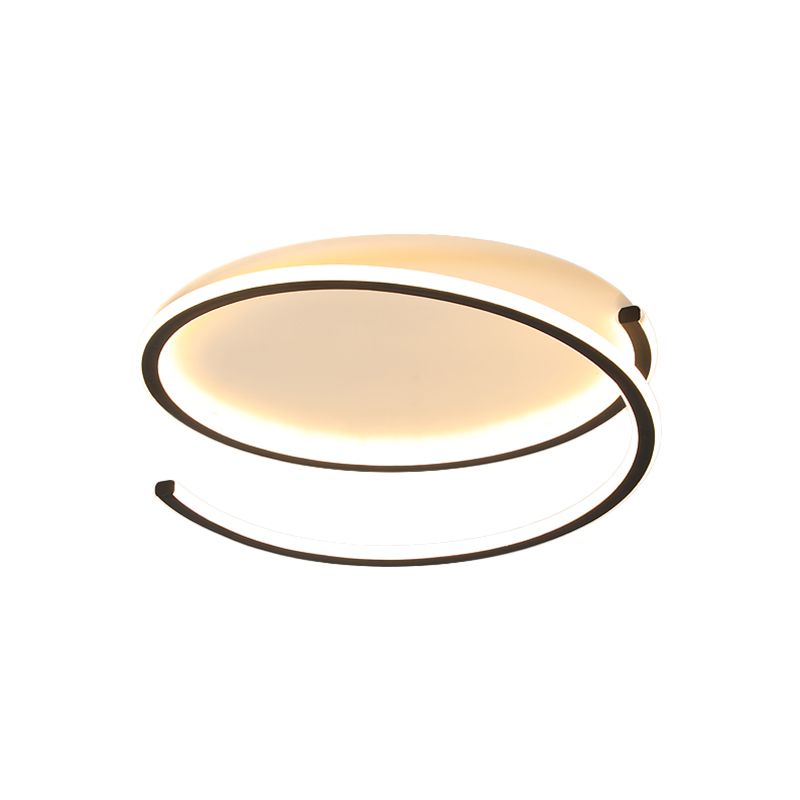 Anello a spirale metallico a soffitto fisso moderno nero/oro LED luce a incasso in luce calda/bianca, 16 "/19,5" larghezza