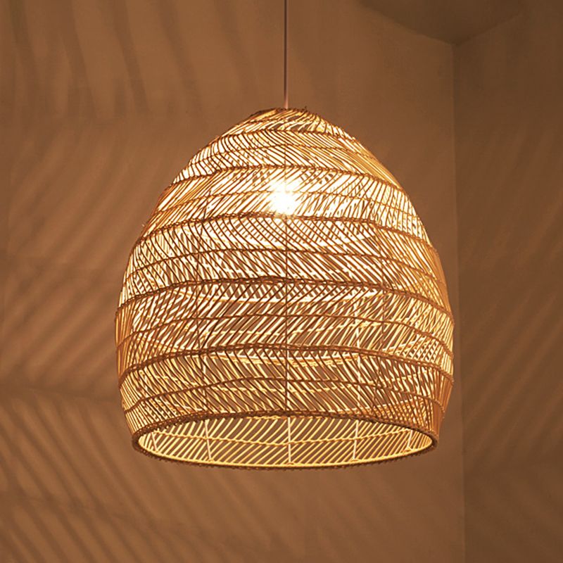 Modern Hand-Woven Suspension Pendant Light Rattan 1 Light Pendant