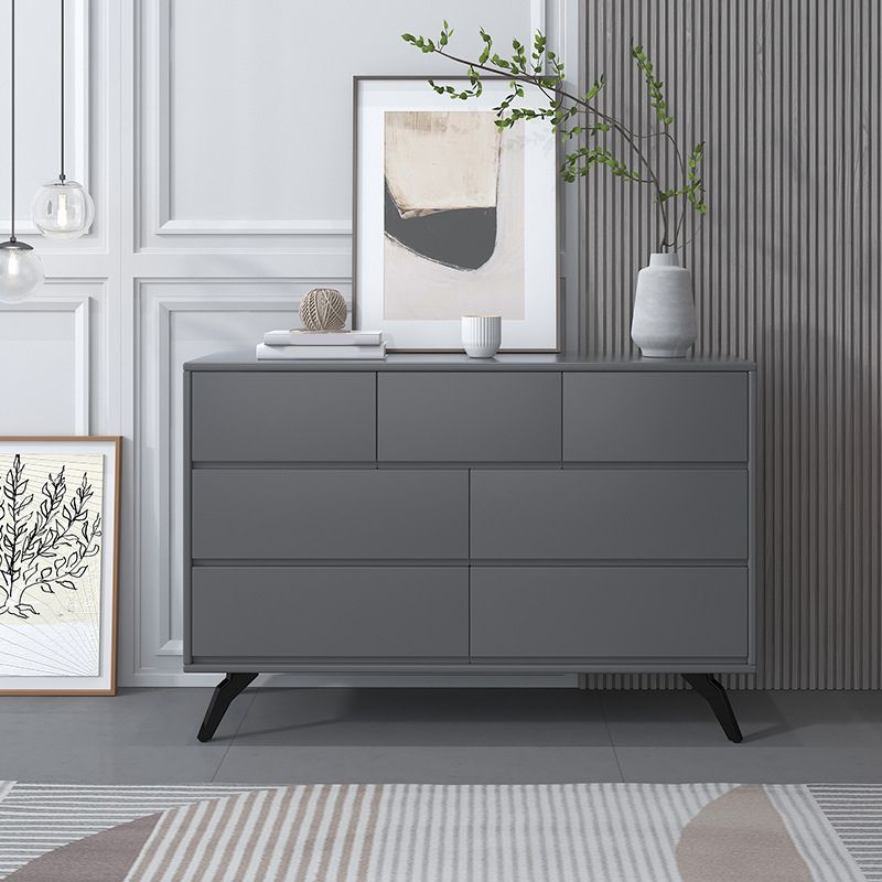 Contemporary Double Dresser Rubber Wood Horizontal Storage Chest Dresser for Bedroom