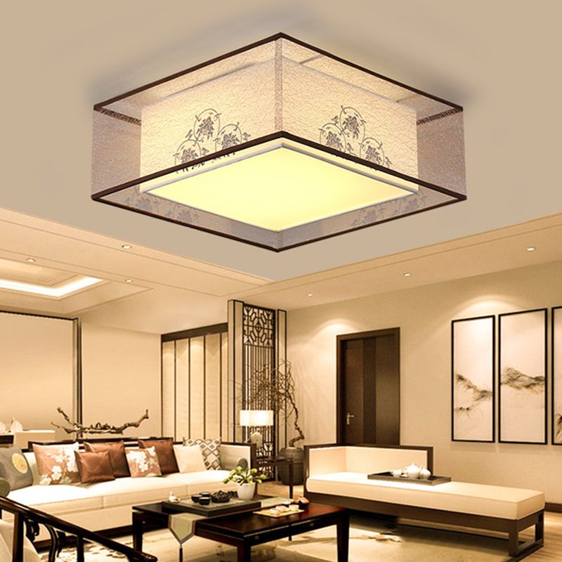 Square Flush Mount Lighting Fabric Traditional Flush Ceiling Light Fixtures