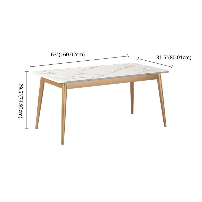Traditional Sintered Stone Top Dining Set with 4 Gold Metallic Legs for Dining Furniture