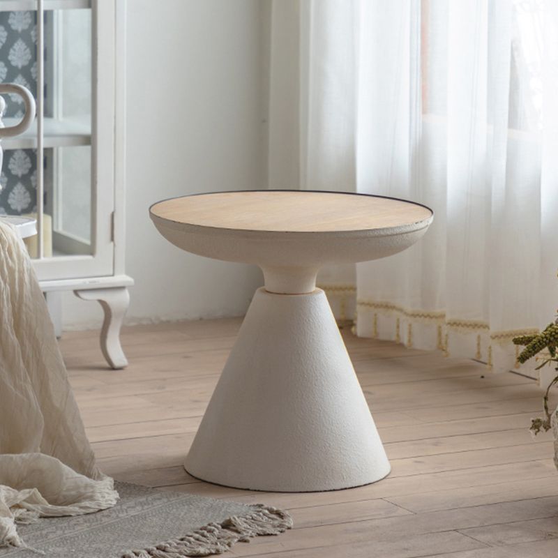 French Country Round End Table 18.9" Tall Pedestal Distressed Side Table