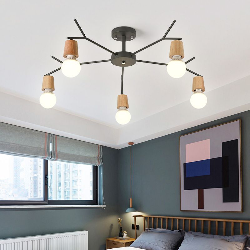 Branch Shape Living Room Chandelier Metal Multi Heads Nordic Stylish Pendant Light