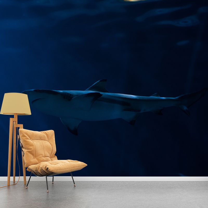Modern Shark Mural Wallpaper Moisture Resistant Living Room Wall Covering