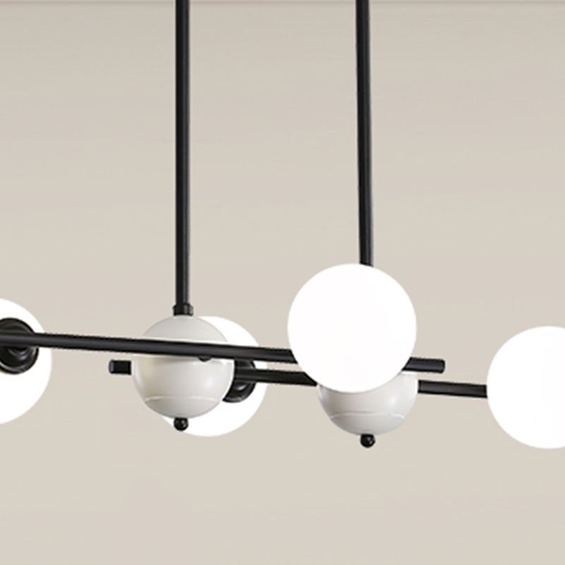 Modern Style Spherical Shape Island Lights Glass 6 Light Island Lighting in Black