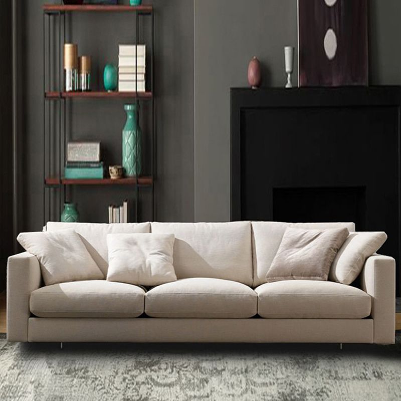 Standard Square Arm Sofa with Pillows Seating in Beige for Apartment