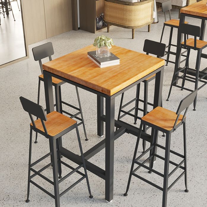 Wood Trestle Modern Bar Stool Table Natural Bistro Bar Height Cocktail Table