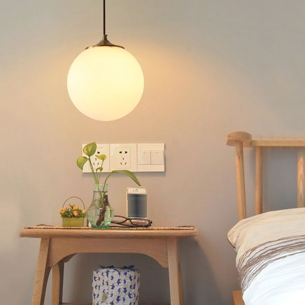 Contemporary Hanging Ceiling Light Global 1-Light White Glass Ceiling Pendant Light