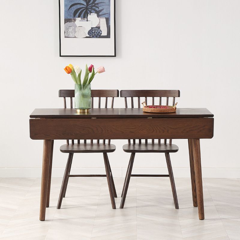 Rectangle White Oak Solid Wood Table Foldable Dining Table with 4 Legs for Restaurant