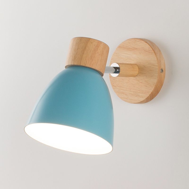 Wooden Simplicity Wall Sconce Colorful Metal Wall Mounted Lamp for Sitting Room
