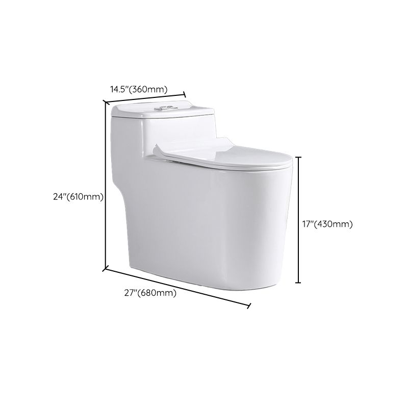 Traditional One Piece Toilet Floor Mounted White Toilet Bowl with Seat for Washroom