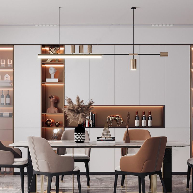 3/6-Light Black Kitchen Island Lighting Modernism Metal Ceiling Light