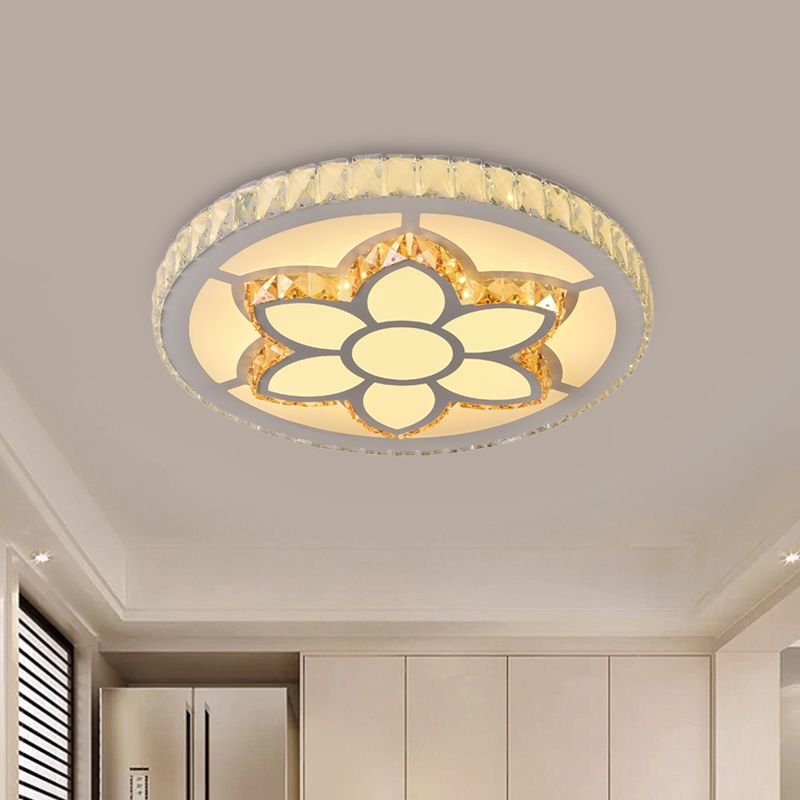 LED Flush Mount Ceiling Fixture Modern Flower/Lemon Slice Clear Crystal Flushmount Lighting for Bedroom