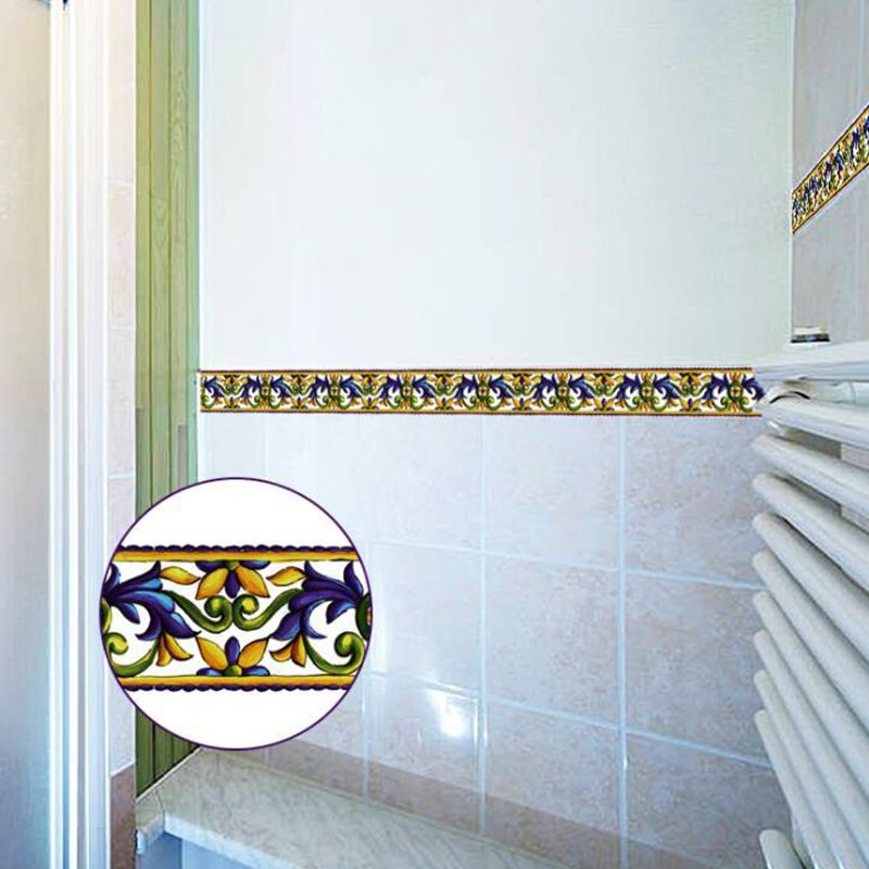 Vintage Scroll Flower Wallpaper Borders Yellow Peel and Paste Wall Art for Home, 2 Pieces