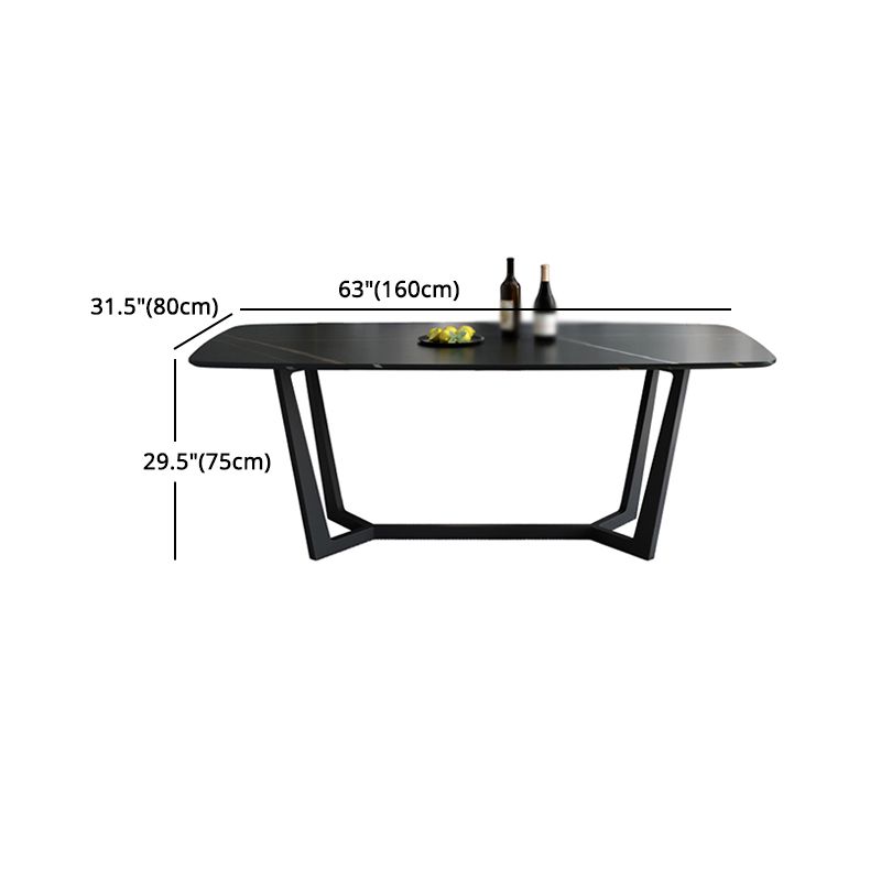 Modern 1/4/5/7 Pieces Black Dining Set Sintered Stone Dining Table Set with Leather Chairs
