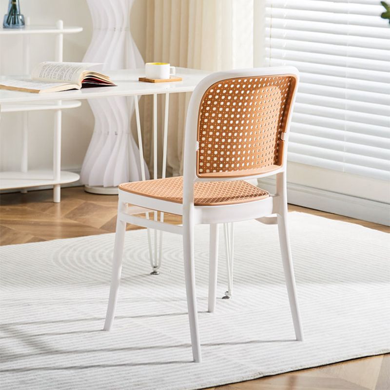 Brown Stacking Outdoors Dining Chairs Tropical Plastic Patio Dining Chair