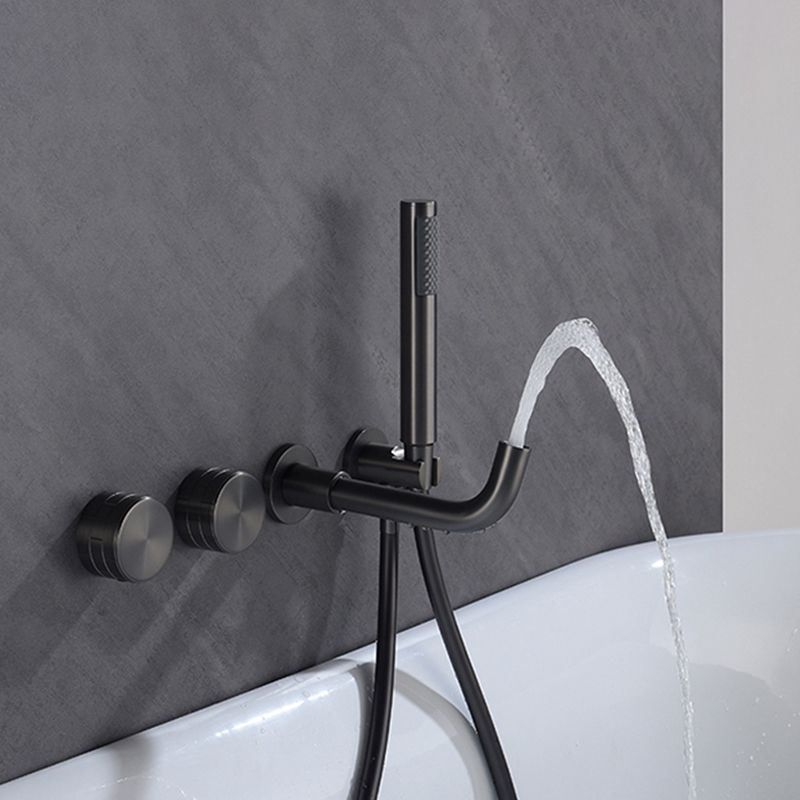 Modern Wall Mounted Metal Tub Filler Trim Low Arc Bathroom Faucet
