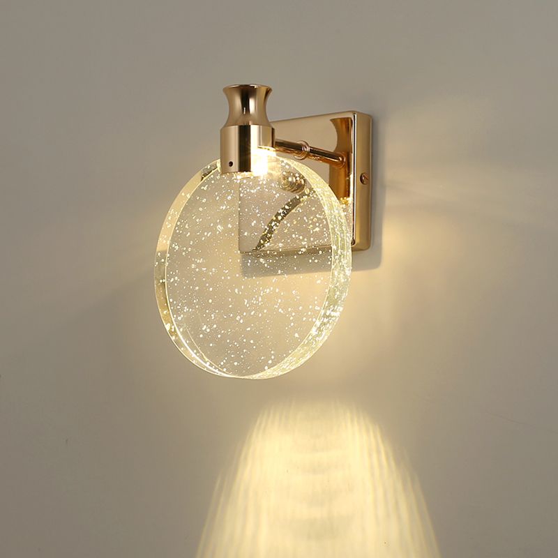 Postmodern Indoor Wall Light Gold Wall Light Sconces with Clear Crystal Shade