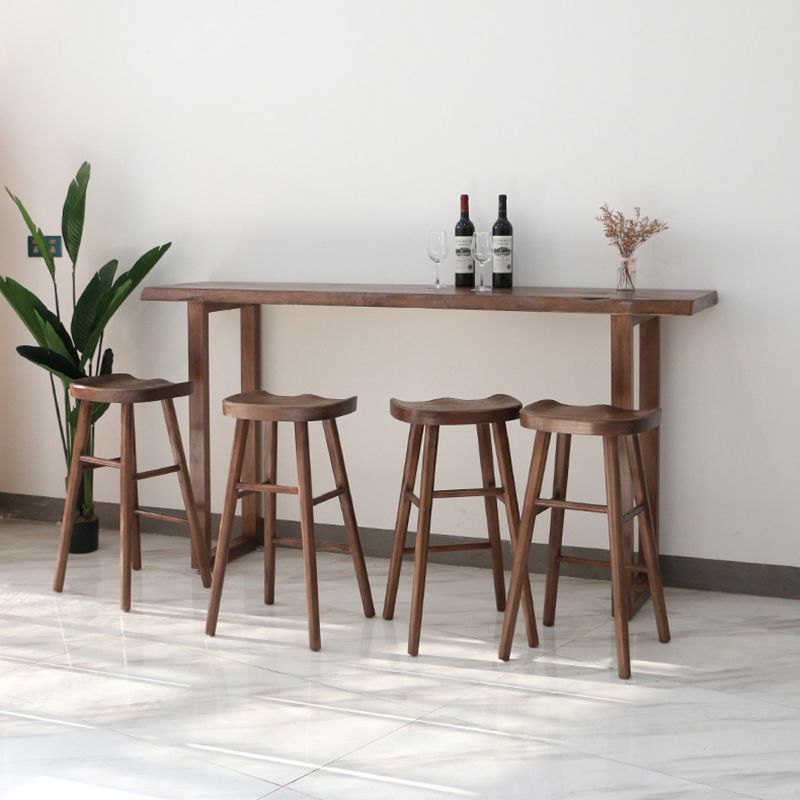 Rectangle Bar Table Set 1/2/4/5 Pcs Solid Wood Counter Height Dining Bar Table and Stools