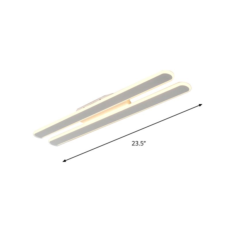 18"/23.5"/31.5" Wide LED Living Room Flush Mount Light with Parallel Linear Acrylic Shade Beige Ceiling Light in Warm/White Light