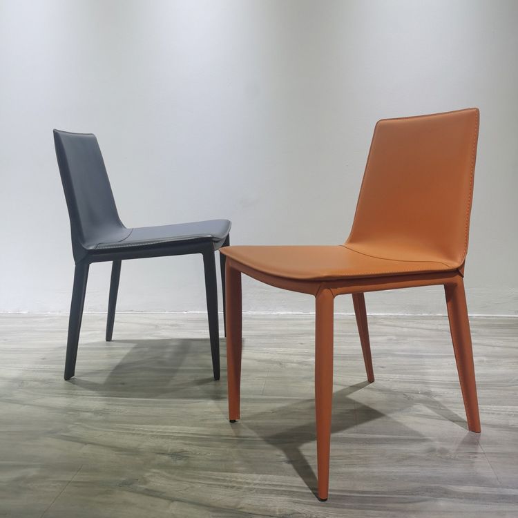 Faux Leather Dining Chairs Contemporary Side Chairs with Metal Base