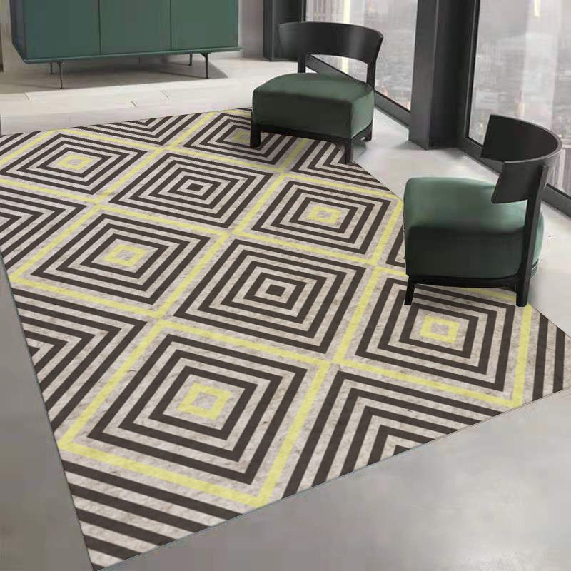 White Modern Rug Polyester Wave Pattern Rug Washable Rug for Living Room