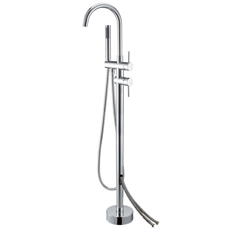 Modern Freestanding Tub Faucet Copper Floor Mounted Two Handle Freestanding Bathtub Faucet