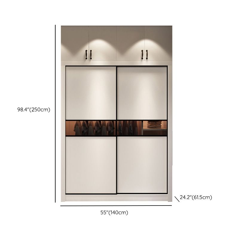 Modern Wooden Wardrobe Closet Bedroom Sliding Doors Storage Armoire