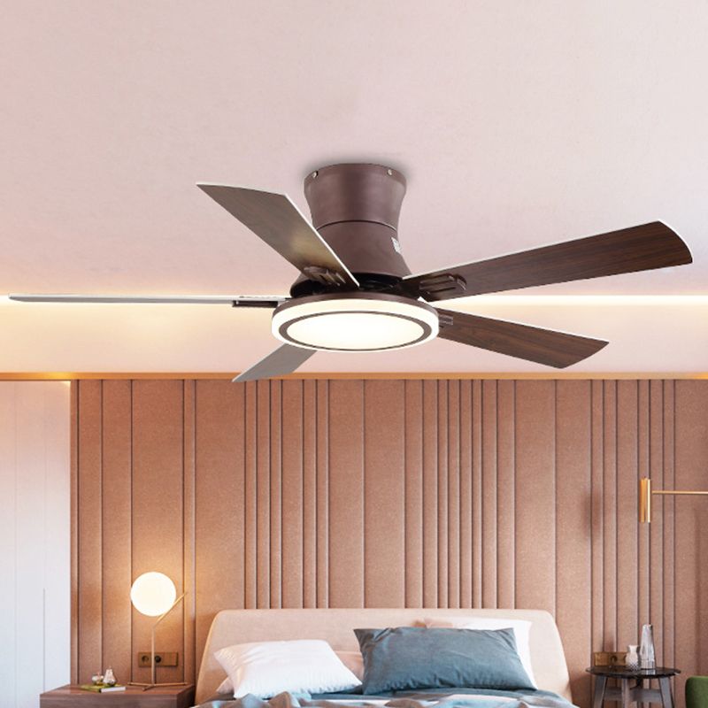 Éclairage de plafond rond 48 "W LED LED MOTRAL MÉTAL MÉTAL moderne Éclairage de monte à chasse d'eau pour le salon, 5 lames
