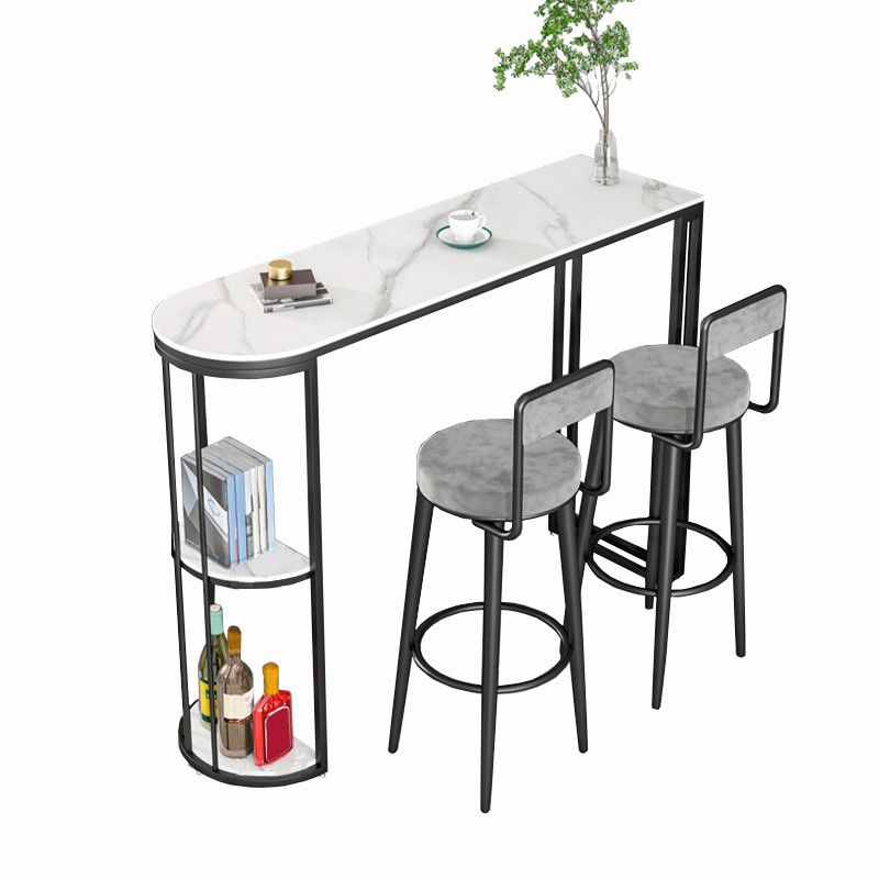 Modern 1/2/3 Pieces Bar Table Set Stone Counter Table with High Stools