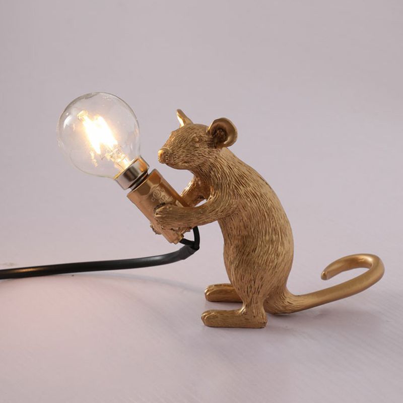 Kids Style Mouse Shaped Table Lamp Resin 1-Light Bedside Night Lighting for Decoration