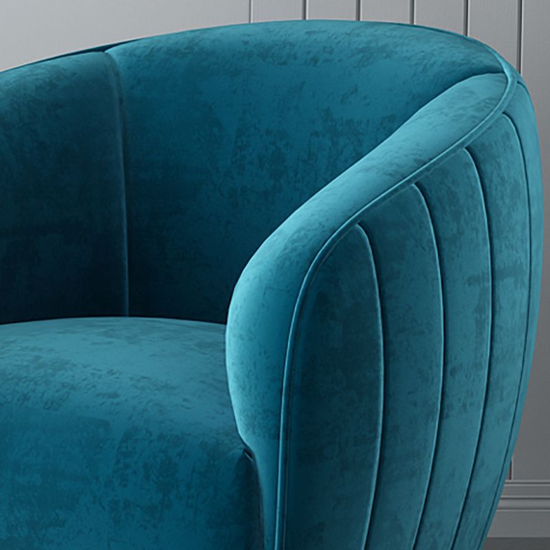 Velvet Barrel Accent Chair 29.52" Wide Arms Included Chair with Golden Iron Legs
