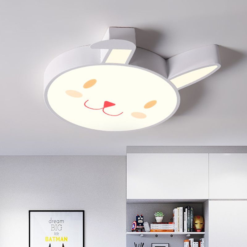 Rabbit Flush Mount Cartoon Style Acrylic Pink/Blue/White LED Flushmount Ceiling Fixture for Bedroom
