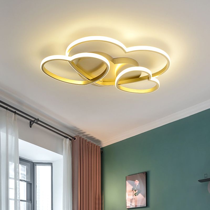 Heart Design Acrylic Ceiling Lighting Minimalist LED White/Pink/Gold Finish Flush Mount Light Fixture