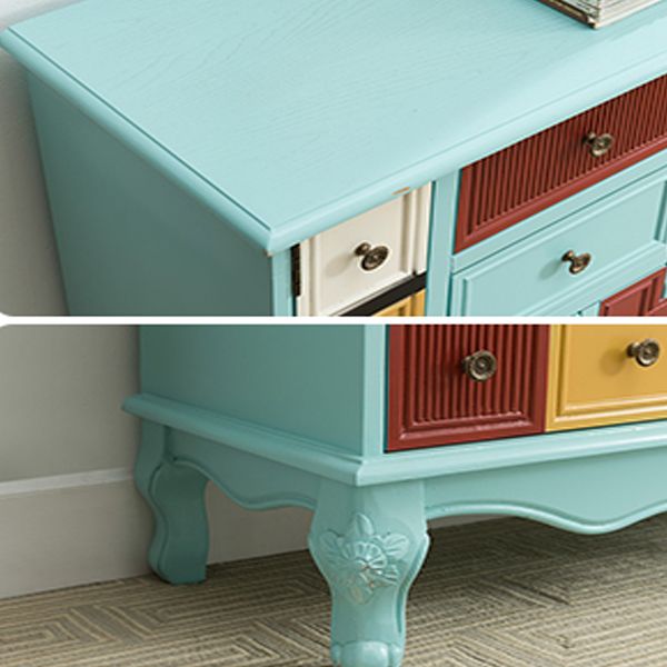 Industrial Painted Accent Cabinet with Drawers Solid Wood Chest