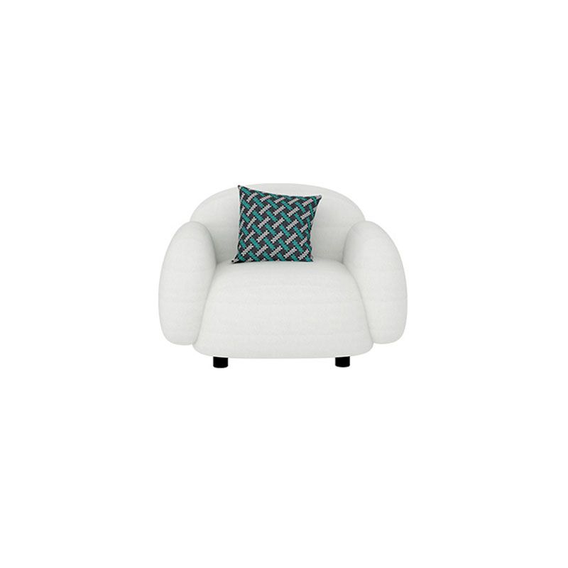 Leather/Wool Modern Curved Sofa 29.52" High Round Arm Seating