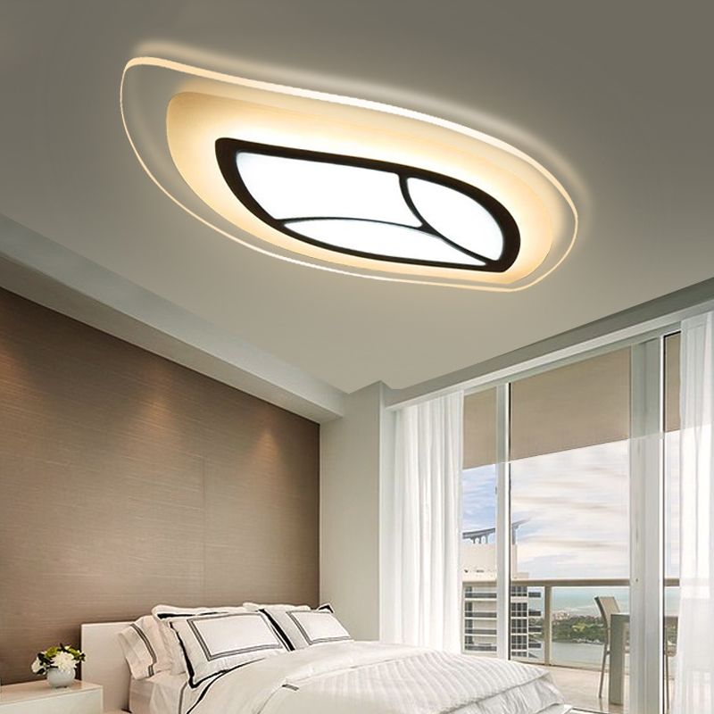 Plafonnier encastré à feuilles modernisme en acrylique, éclairage encastré pour chambre à coucher de 21.5 "/ 35.5"/ 39 "de large en lumière chaude/blanche