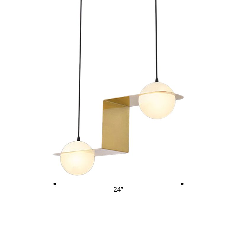 V/Z/Horizontal Chandelier Pendant Postmodern Frosted White Ball Glass 2/3/4 Heads Gold Hanging Ceiling Light