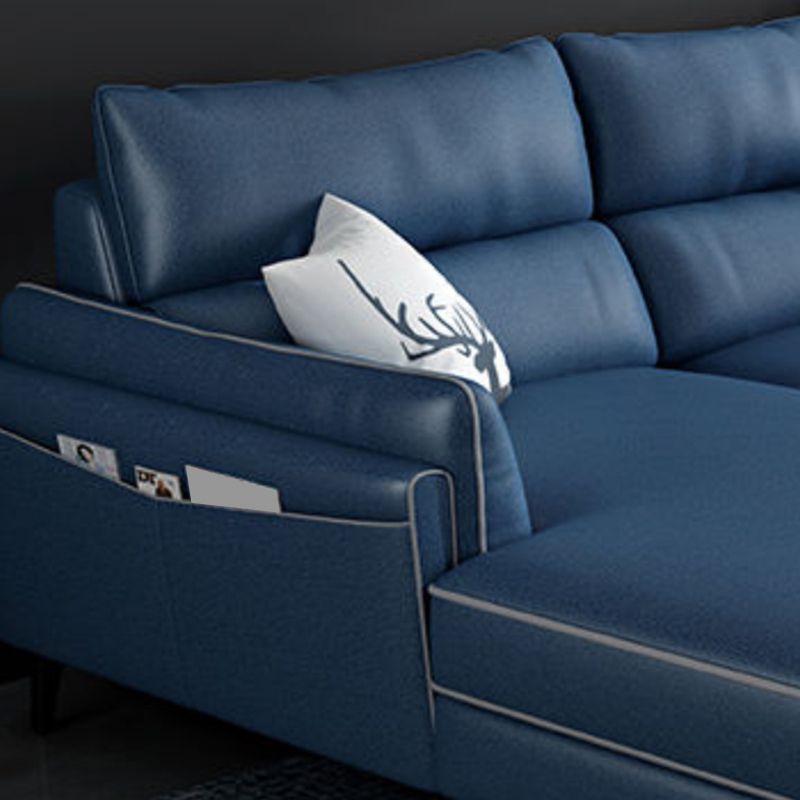 L-Shape Faux Leather Sectional with Recessed Arms and Storage