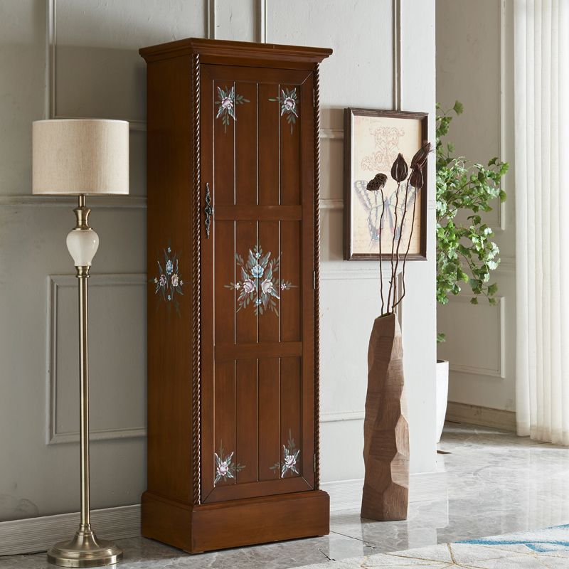 Birch Wood Storage Cabinet for Home Traditional Matte Finish Cabinet with Garment Rod