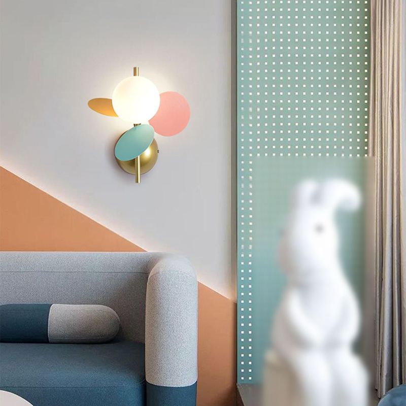 Macaron Ball Shade Wall Sconce Metal 1 Light Sconces for Bedroom